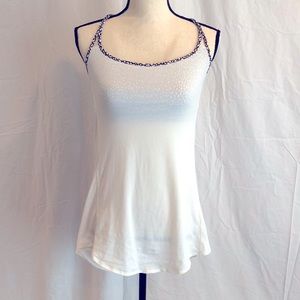 Lululemon Lighten Up Tank white mosaic black 10